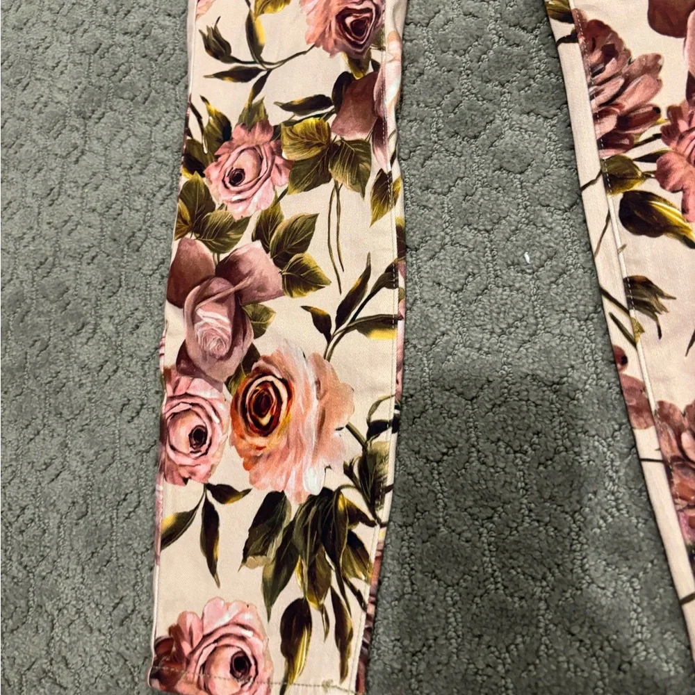 L'AGENCE Cream/Pink Floral Margot High Rise Skinny Ankle Jean Sz 28 EUC - Picture 6 of 11